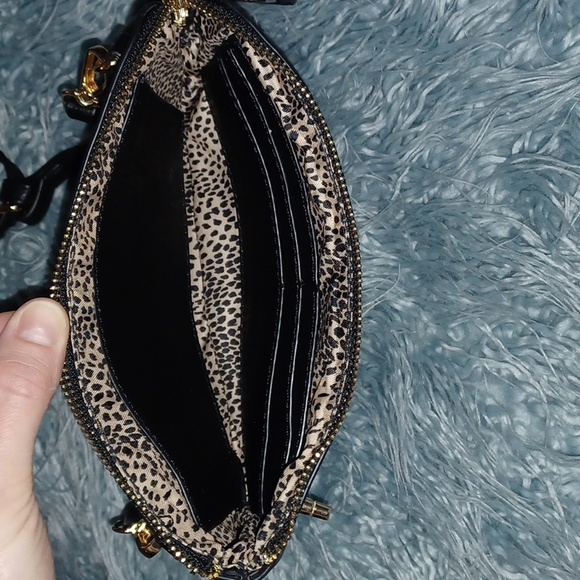 New! Black leather leopard print cross body purse - Picture 4 of 4